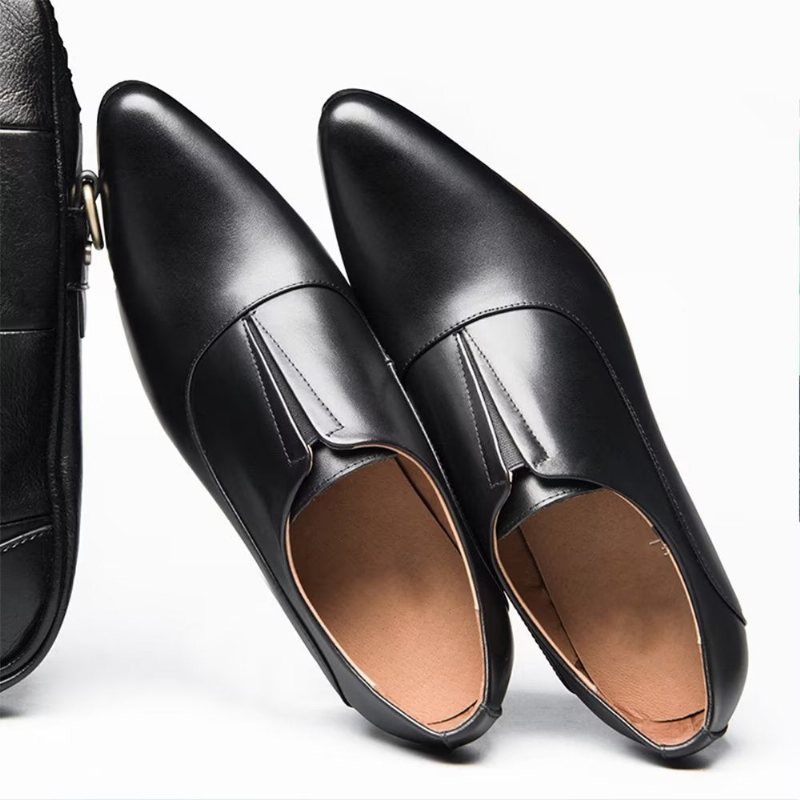 Ανδρικά Επίσημα Παπούτσια Με Ανάγλυφο Elegancelux Slip-on Φόρεμα - Μαύρο