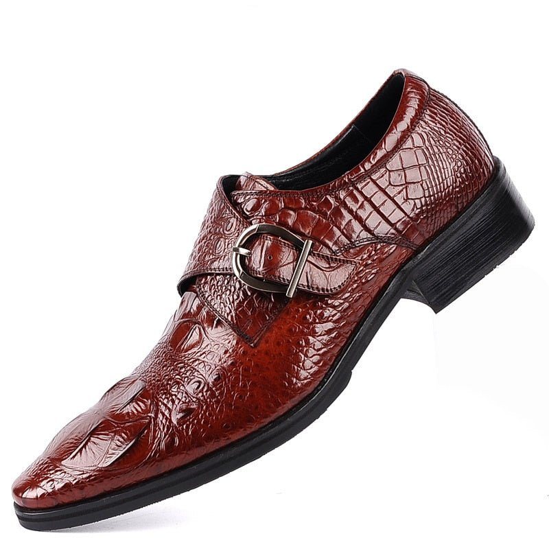 Ανδρικά Επίσημα Παπούτσια Με Μυτερά Brogue Slip-on - Κόκκινο