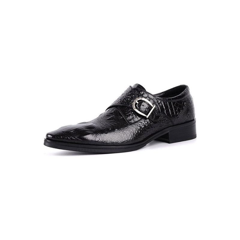 Ανδρικά Επίσημα Παπούτσια Με Μυτερά Brogue Slip-on - Μαύρο