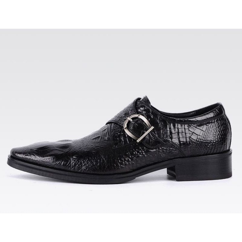 Ανδρικά Επίσημα Παπούτσια Με Μυτερά Brogue Slip-on - Μαύρο