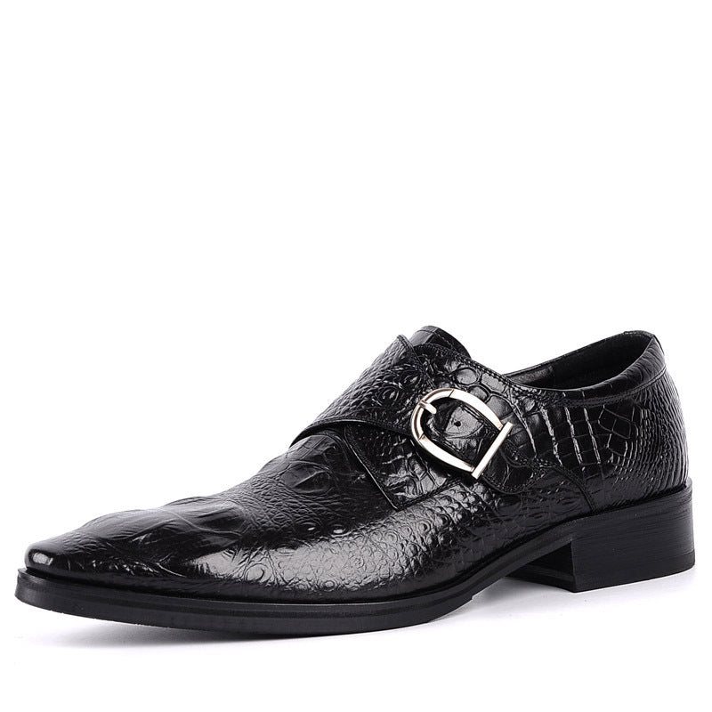 Ανδρικά Επίσημα Παπούτσια Με Μυτερά Brogue Slip-on - Μαύρο