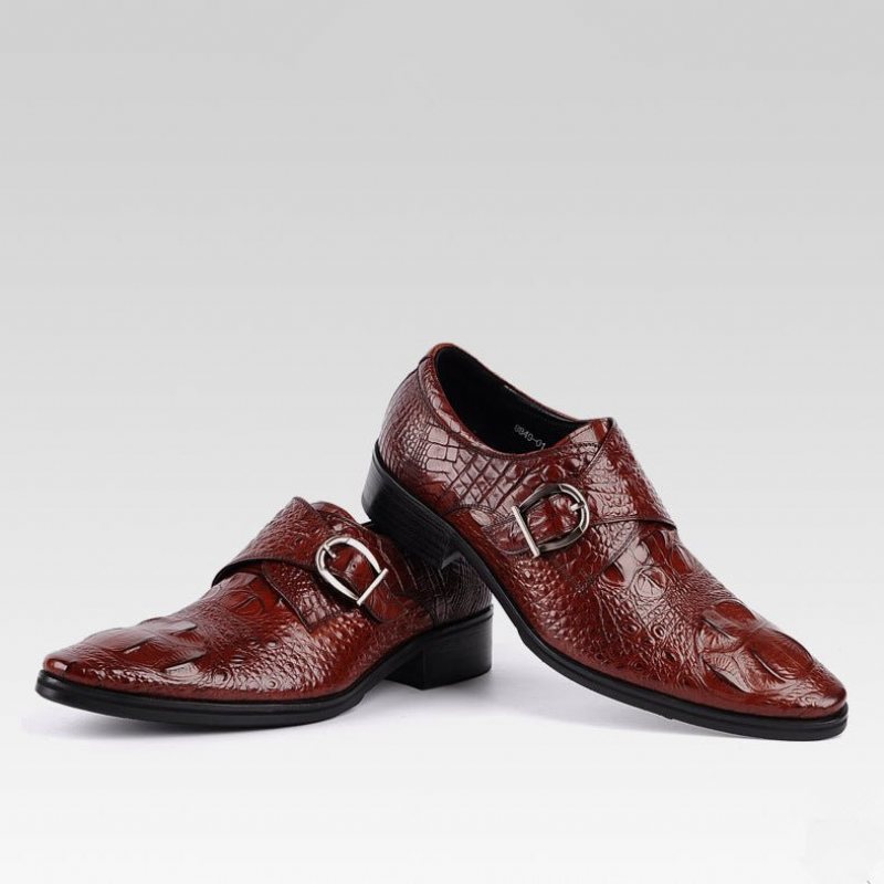 Ανδρικά Επίσημα Παπούτσια Με Μυτερά Brogue Slip-on - Κόκκινο