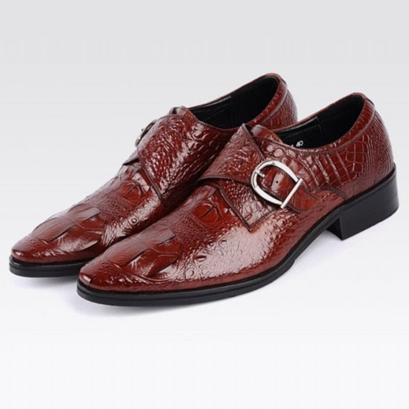 Ανδρικά Επίσημα Παπούτσια Με Μυτερά Brogue Slip-on - Κόκκινο