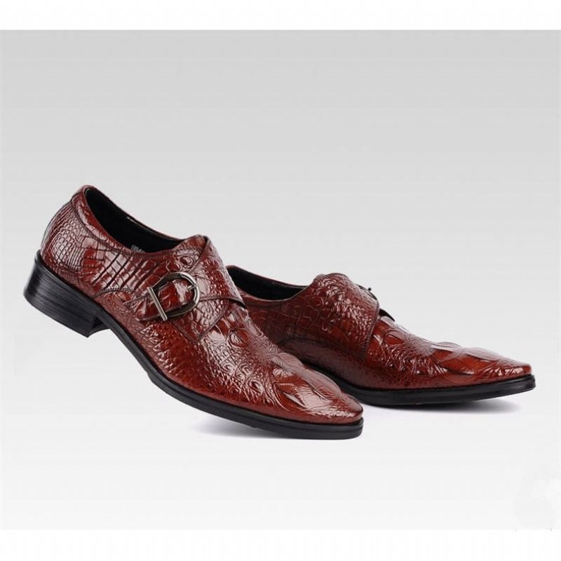 Ανδρικά Επίσημα Παπούτσια Με Μυτερά Brogue Slip-on - Κόκκινο