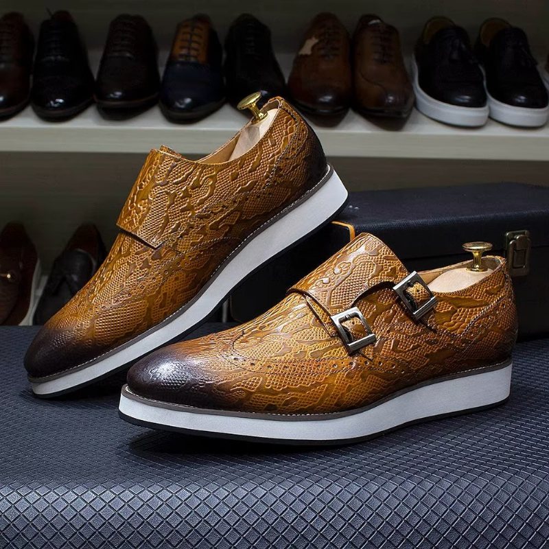 Ανδρικά Επίσημα Παπούτσια Πλούσιο Brogue Wedding Oxford - Καφέ