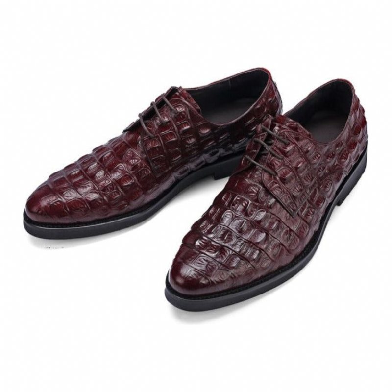 Ανδρικά Επίσημα Παπούτσια Πλούσιο Crocodile Leather Oxford Lace-up Casual - Κόκκινο