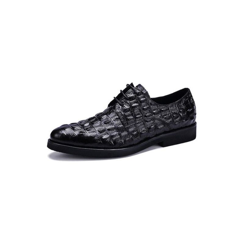 Ανδρικά Επίσημα Παπούτσια Πλούσιο Crocodile Leather Oxford Lace-up Casual - Μαύρο