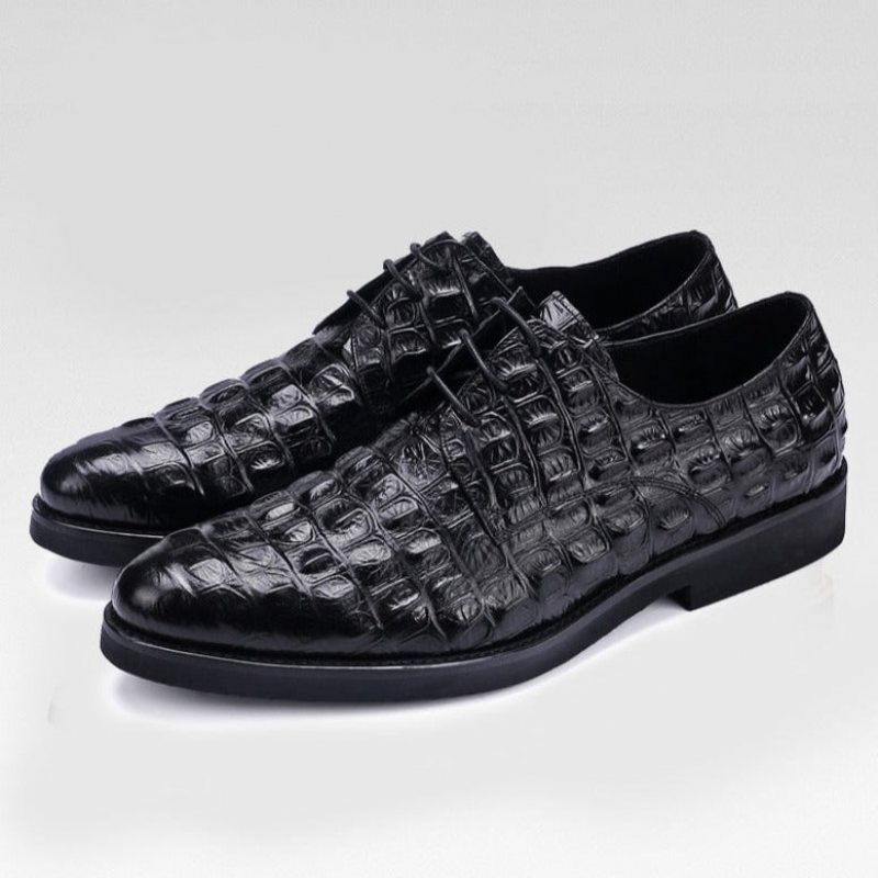 Ανδρικά Επίσημα Παπούτσια Πλούσιο Crocodile Leather Oxford Lace-up Casual - Μαύρο