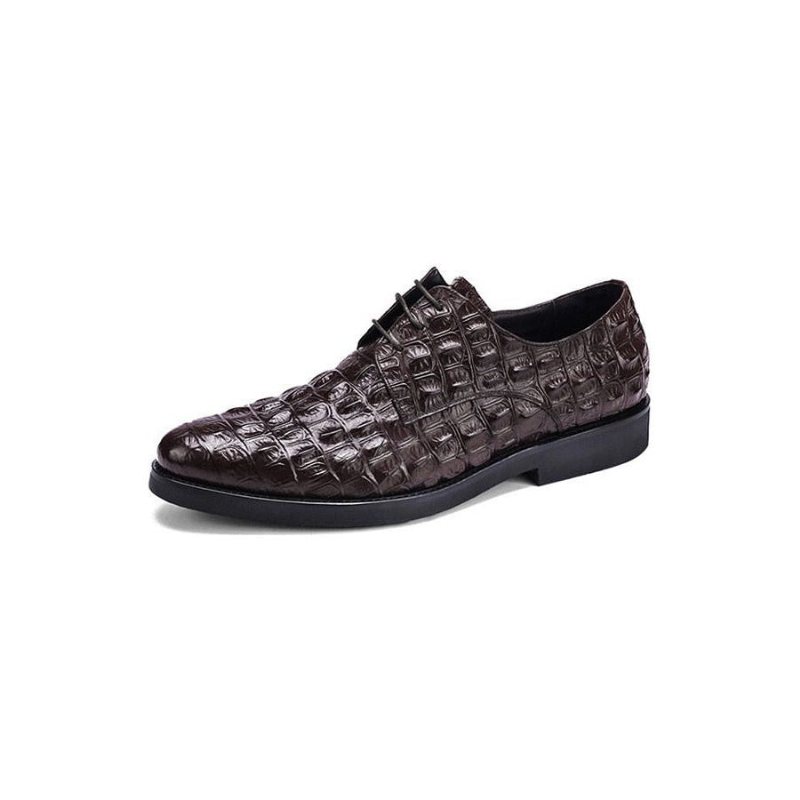 Ανδρικά Επίσημα Παπούτσια Πλούσιο Crocodile Leather Oxford Lace-up Casual - Καφέ