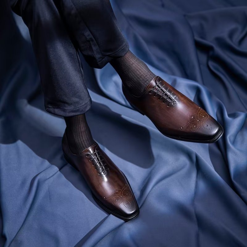 Ανδρικά Επίσημα Παπούτσια Πολυτέλεια Cow Leather Elegance Oxford - Καφές