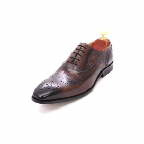 Ανδρικά Επίσημα Παπούτσια Πολυτέλεια Crocodile Leather Brogue Oxford Φόρεμα