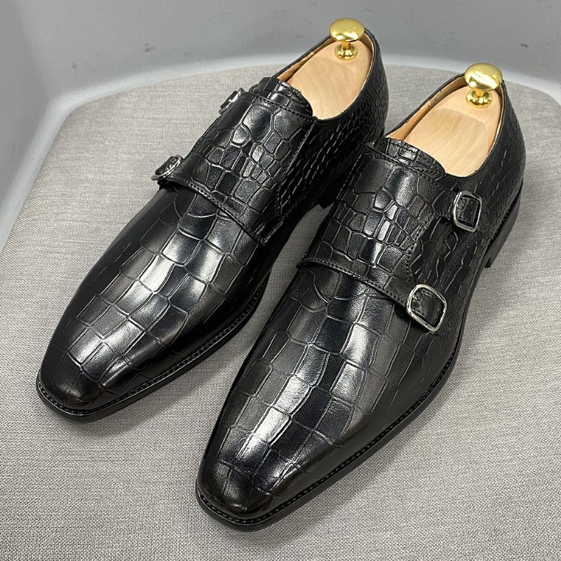 Ανδρικά Επίσημα Παπούτσια Πολυτέλεια Crocstride Square Toe Monk Strap - Μαύρο