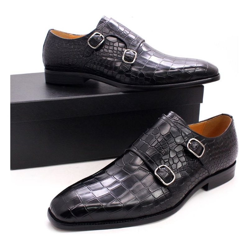 Ανδρικά Επίσημα Παπούτσια Πολυτέλεια Crocstride Square Toe Monk Strap - Μαύρο