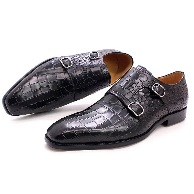 Ανδρικά Επίσημα Παπούτσια Πολυτέλεια Crocstride Square Toe Monk Strap - Μαύρο