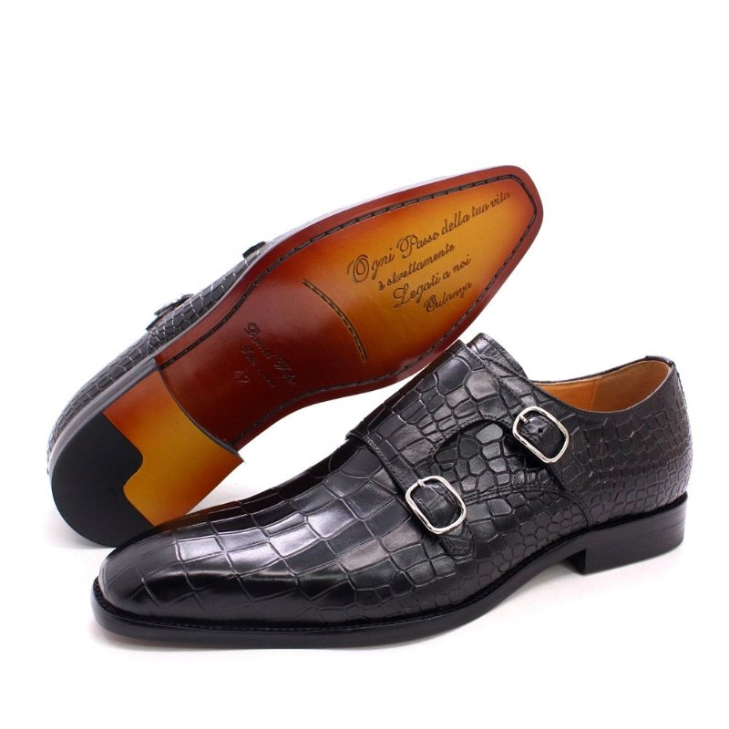 Ανδρικά Επίσημα Παπούτσια Πολυτέλεια Crocstride Square Toe Monk Strap - Μαύρο