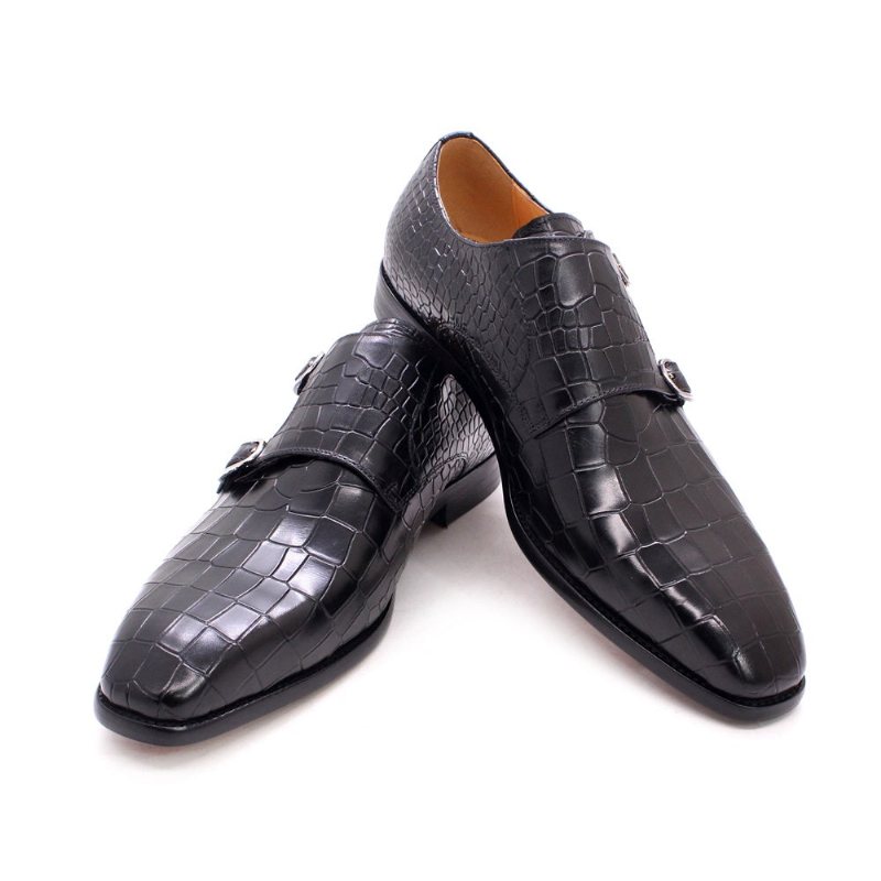 Ανδρικά Επίσημα Παπούτσια Πολυτέλεια Crocstride Square Toe Monk Strap - Μαύρο