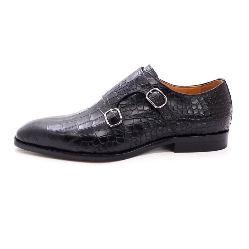 Ανδρικά Επίσημα Παπούτσια Πολυτέλεια Crocstride Square Toe Monk Strap - Μαύρο