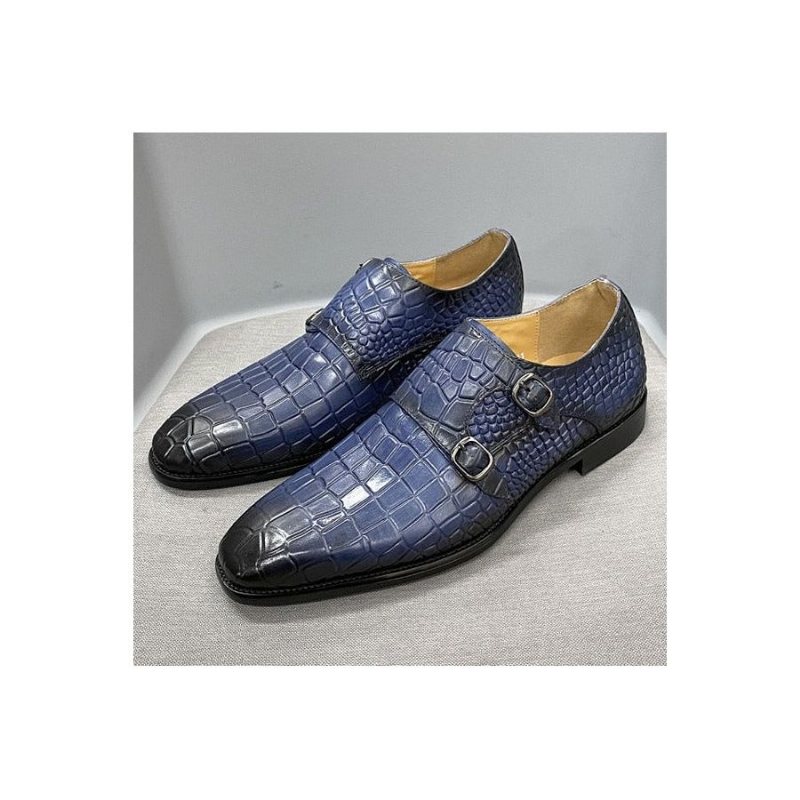 Ανδρικά Επίσημα Παπούτσια Πολυτέλεια Crocstride Square Toe Monk Strap - Μπλε