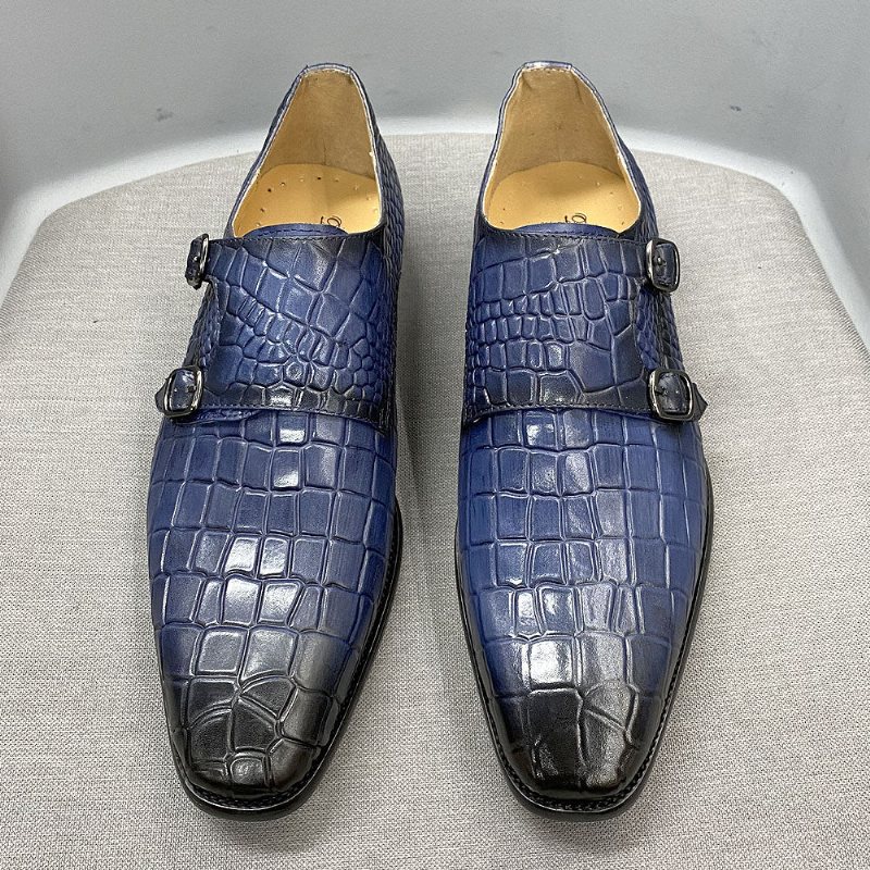 Ανδρικά Επίσημα Παπούτσια Πολυτέλεια Crocstride Square Toe Monk Strap - Μπλε