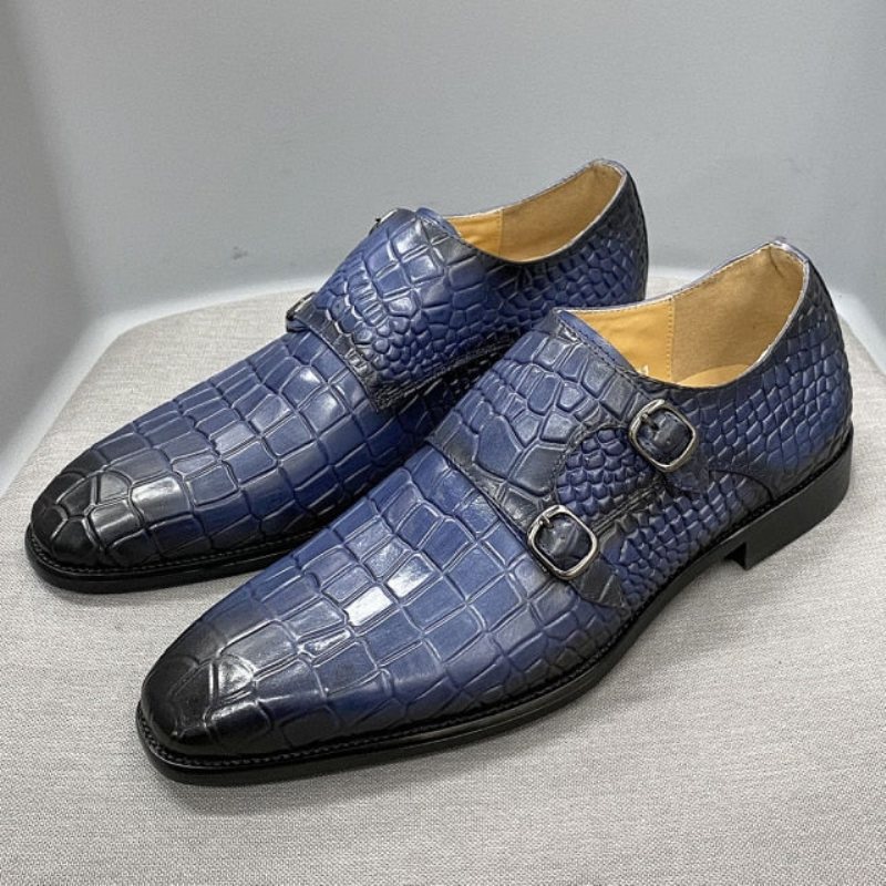 Ανδρικά Επίσημα Παπούτσια Πολυτέλεια Crocstride Square Toe Monk Strap - Μπλε