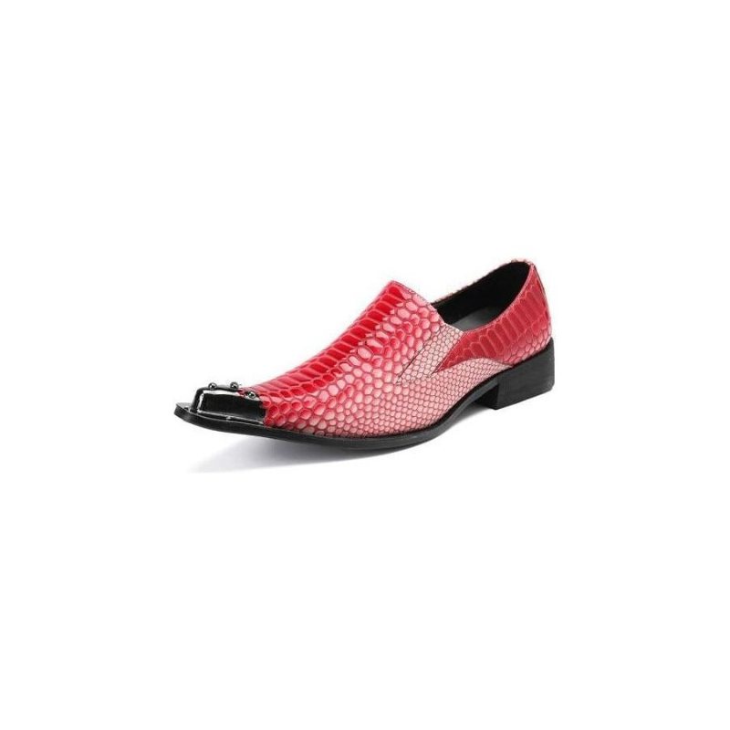 Ανδρικά Επίσημα Παπούτσια Πολυτέλεια Crocstripe Exotic Pattern Loafers - Το Κόκκινο