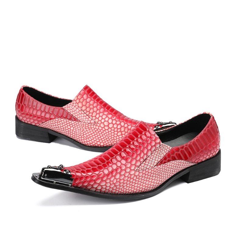 Ανδρικά Επίσημα Παπούτσια Πολυτέλεια Crocstripe Exotic Pattern Loafers - Το Κόκκινο