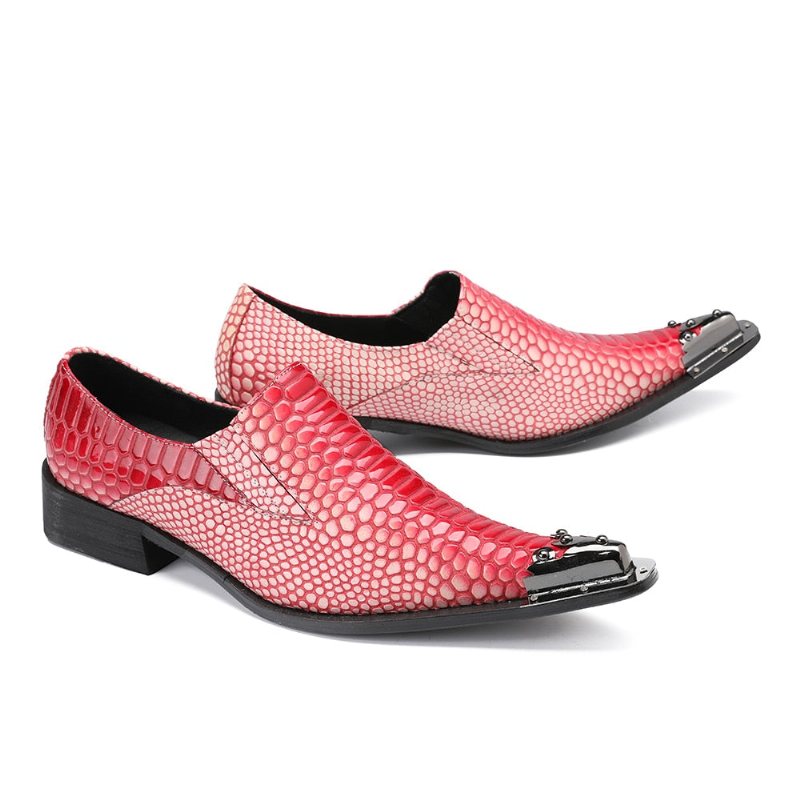 Ανδρικά Επίσημα Παπούτσια Πολυτέλεια Crocstripe Exotic Pattern Loafers - Το Κόκκινο