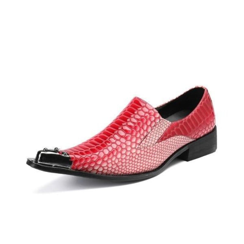 Ανδρικά Επίσημα Παπούτσια Πολυτέλεια Crocstripe Exotic Pattern Loafers - Το Κόκκινο