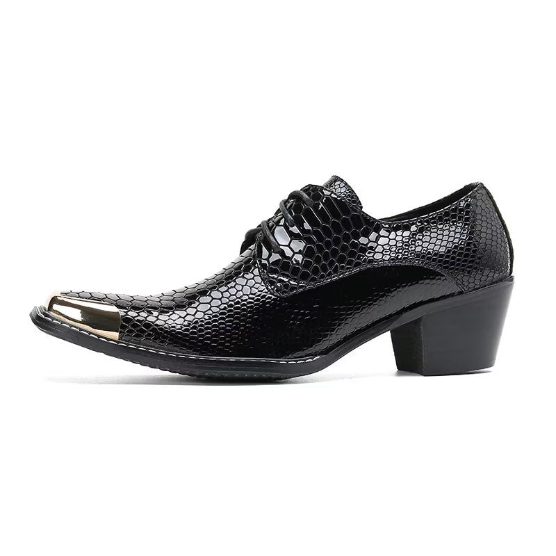 Ανδρικά Επίσημα Παπούτσια Πολυτέλεια Exotic Leather Square Toe Derbies - Μαύρο