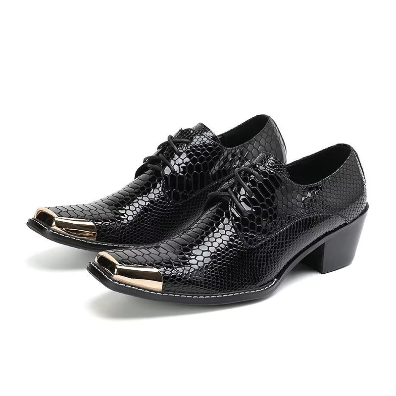 Ανδρικά Επίσημα Παπούτσια Πολυτέλεια Exotic Leather Square Toe Derbies - Μαύρο