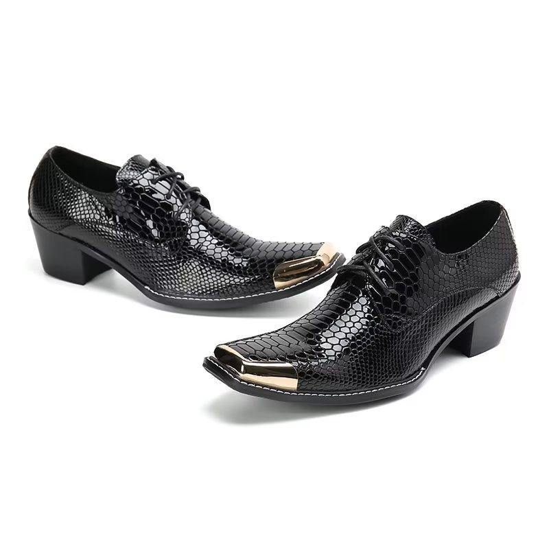 Ανδρικά Επίσημα Παπούτσια Πολυτέλεια Exotic Leather Square Toe Derbies - Μαύρο