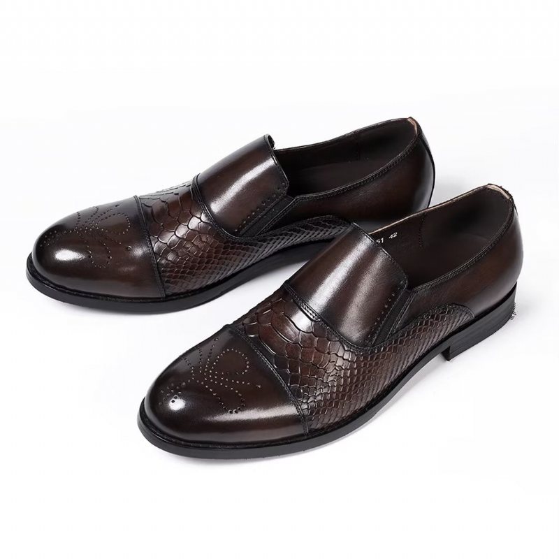 Ανδρικά Επίσημα Παπούτσια Πονηρεύω Slip-on Leather Elegance - Καφές