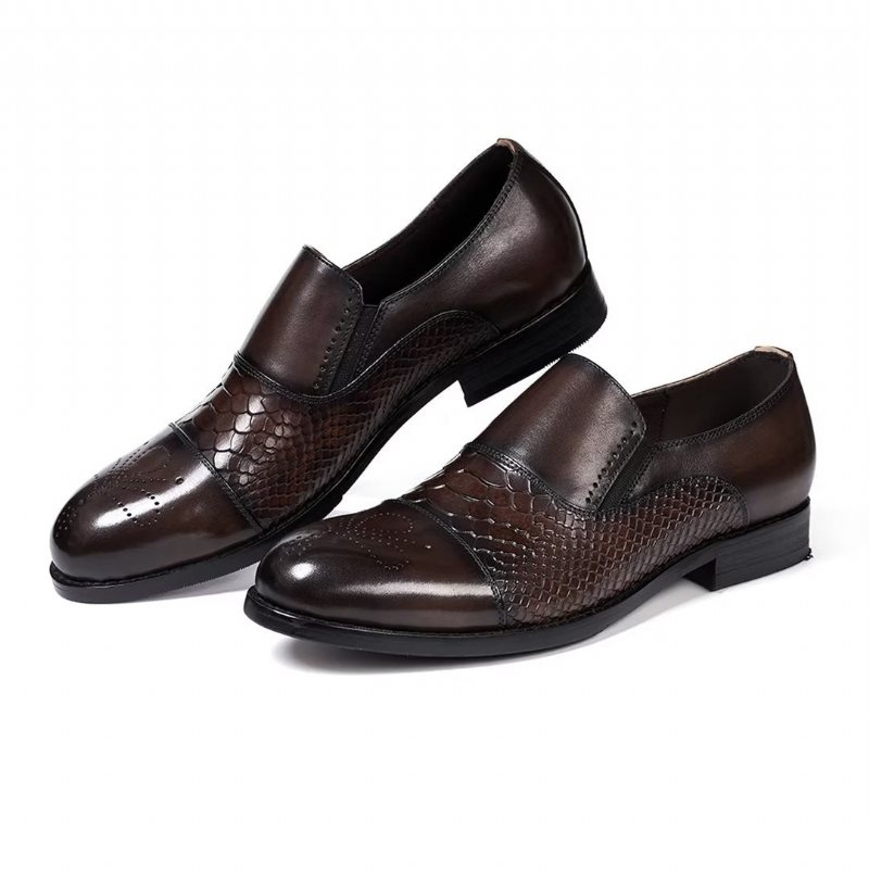 Ανδρικά Επίσημα Παπούτσια Πονηρεύω Slip-on Leather Elegance - Καφές