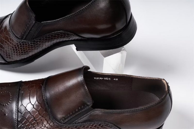 Ανδρικά Επίσημα Παπούτσια Πονηρεύω Slip-on Leather Elegance - Καφές