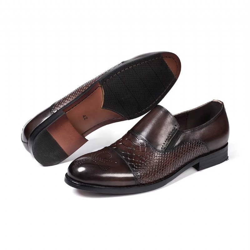 Ανδρικά Επίσημα Παπούτσια Πονηρεύω Slip-on Leather Elegance - Καφές