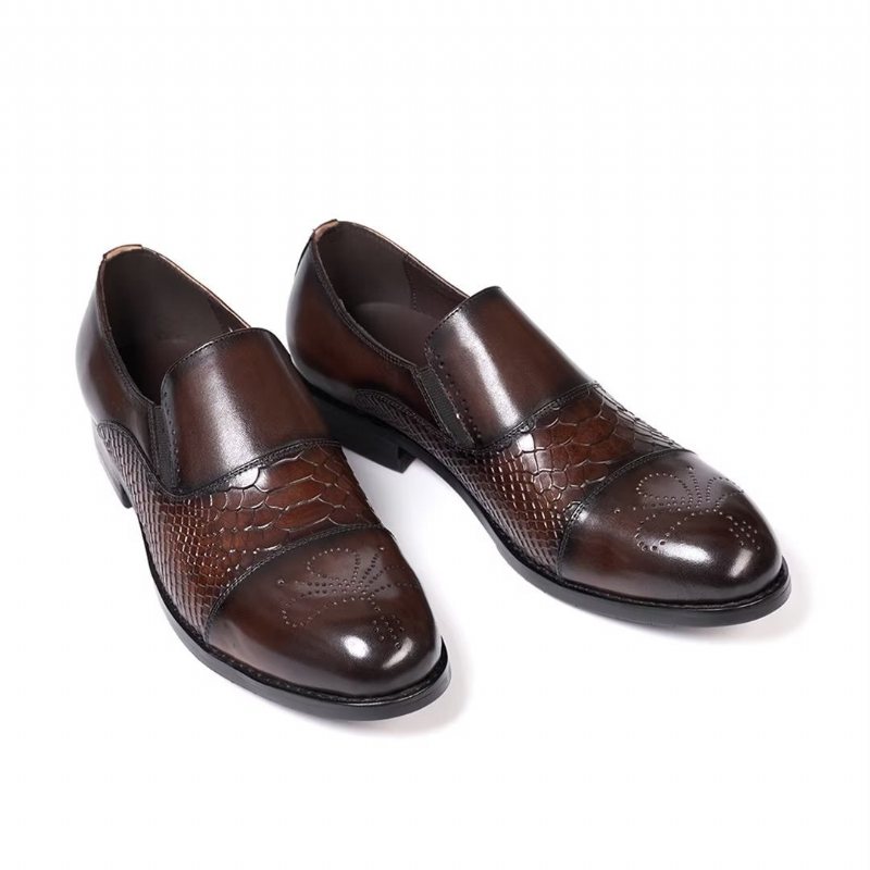 Ανδρικά Επίσημα Παπούτσια Πονηρεύω Slip-on Leather Elegance - Καφές