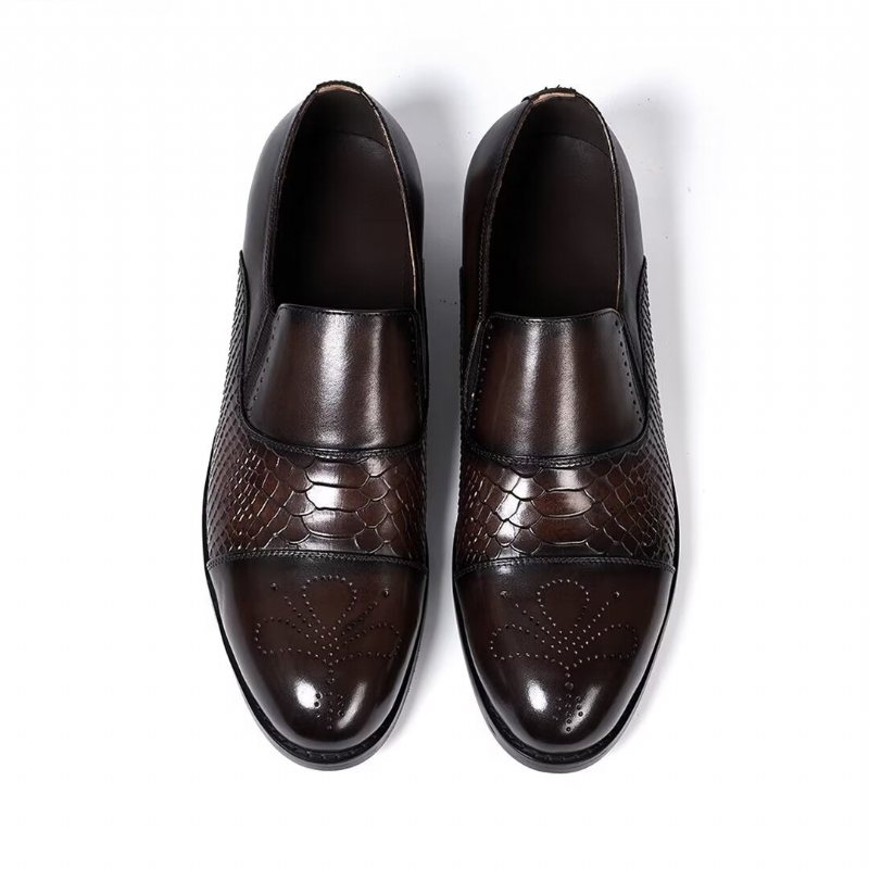 Ανδρικά Επίσημα Παπούτσια Πονηρεύω Slip-on Leather Elegance - Καφές