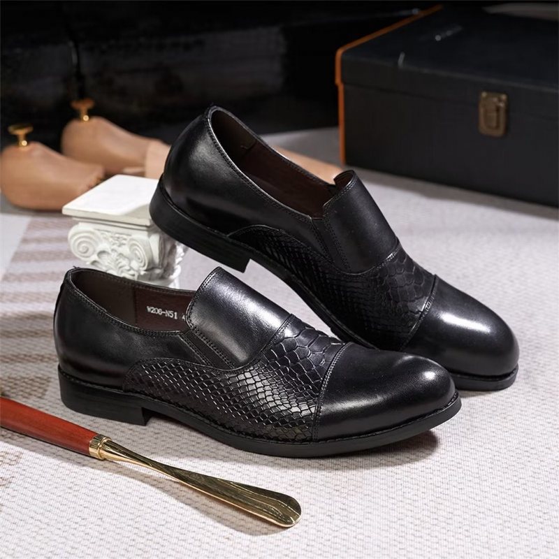 Ανδρικά Επίσημα Παπούτσια Πονηρεύω Slip-on Leather Elegance - Μαύρο 