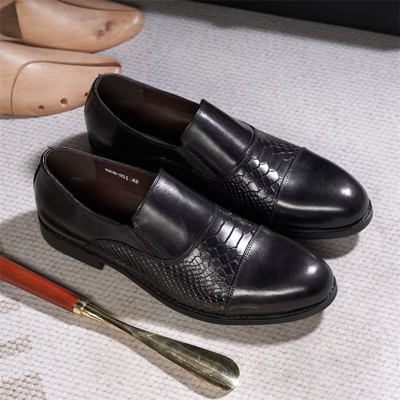 Ανδρικά Επίσημα Παπούτσια Πονηρεύω Slip-on Leather Elegance - Μαύρο 