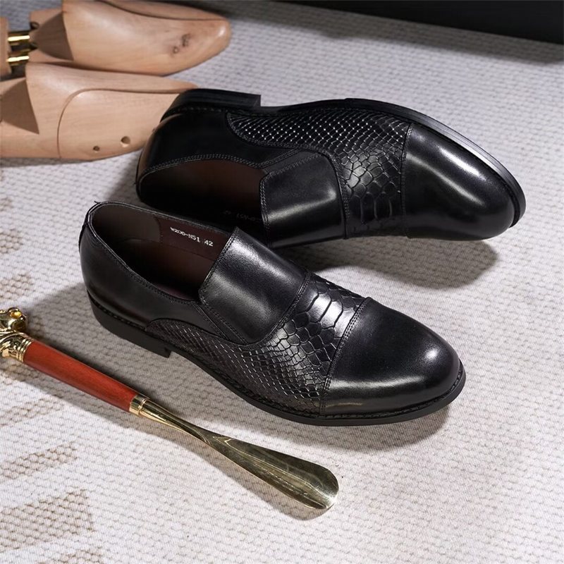 Ανδρικά Επίσημα Παπούτσια Πονηρεύω Slip-on Leather Elegance - Μαύρο 