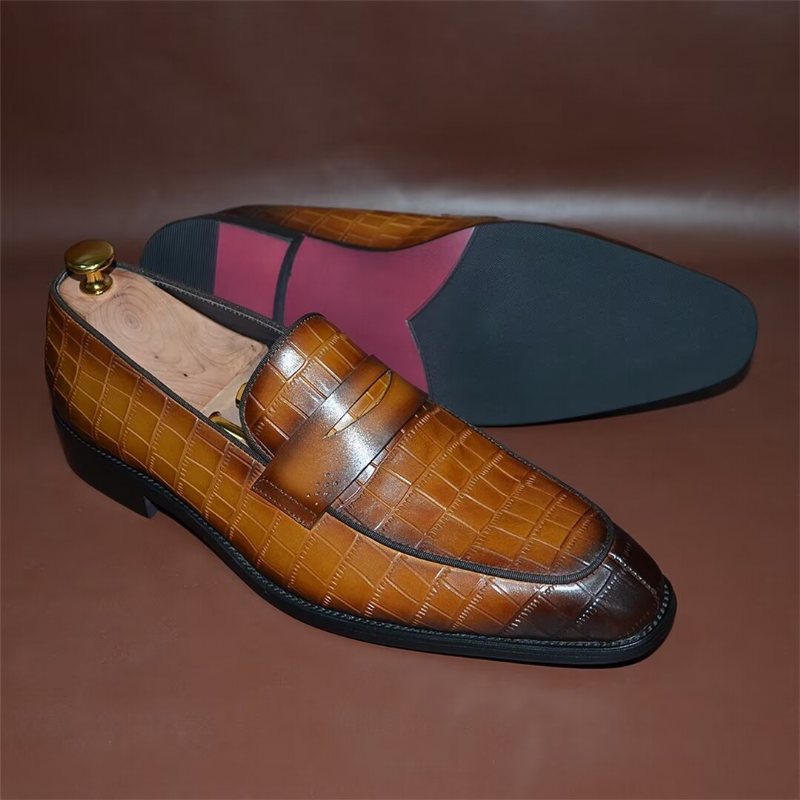 Ανδρικά Επίσημα Παπούτσια Σύγχρονα Slip-on Elegance Φόρεμα - Καφέ