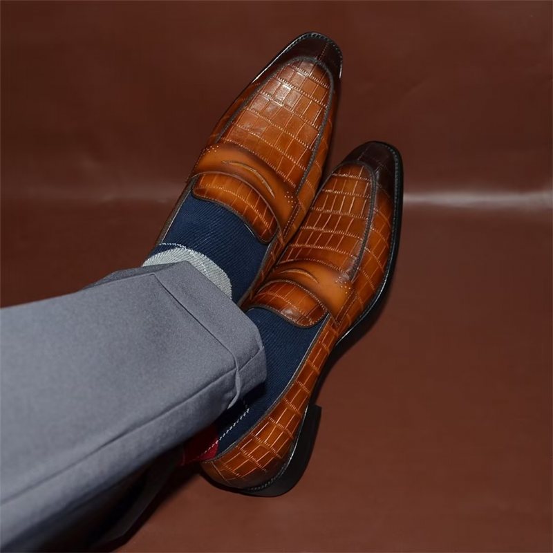 Ανδρικά Επίσημα Παπούτσια Σύγχρονα Slip-on Elegance Φόρεμα - Καφέ