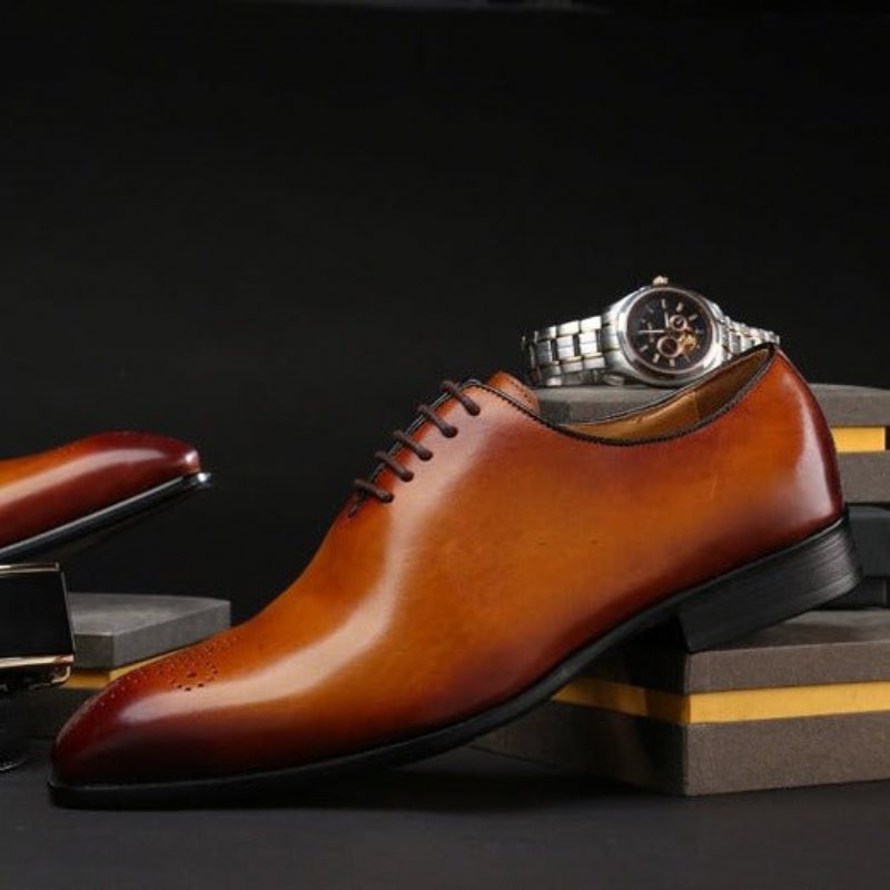 Ανδρικά Επίσημα Παπούτσια Φόρεμα Brogue Σε Στυλ Exotic Dot - Καφέ