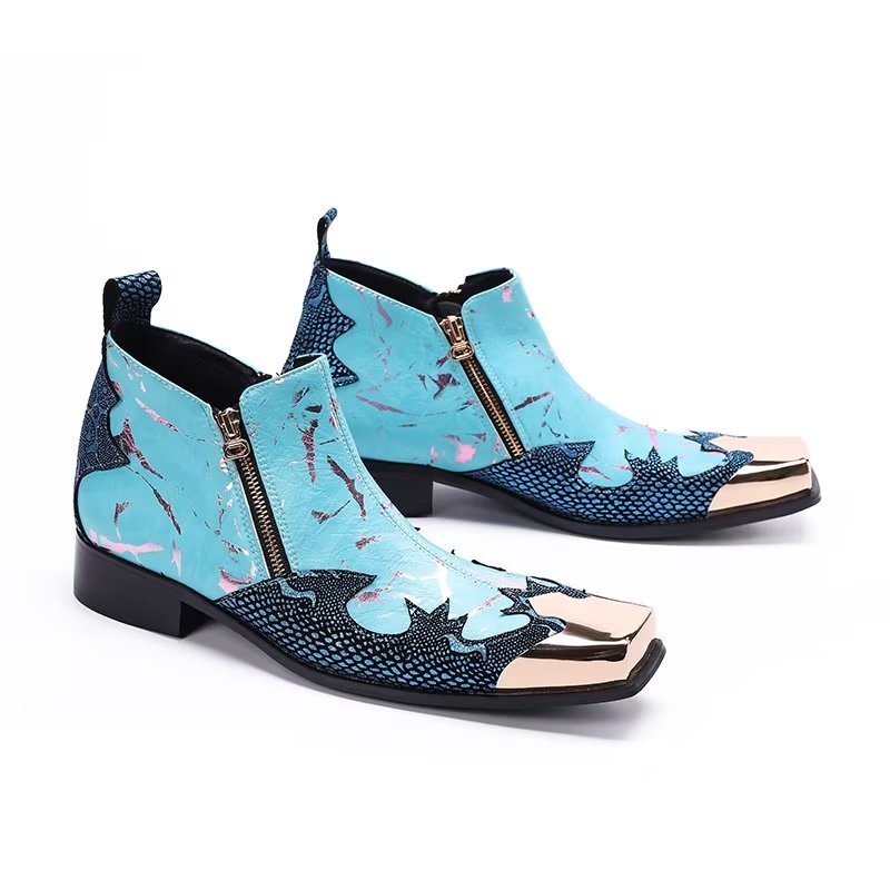 Ανδρικά Μποτάκια Chic Exotic Δερμάτινα Slip-on Chelsea - Μπλε