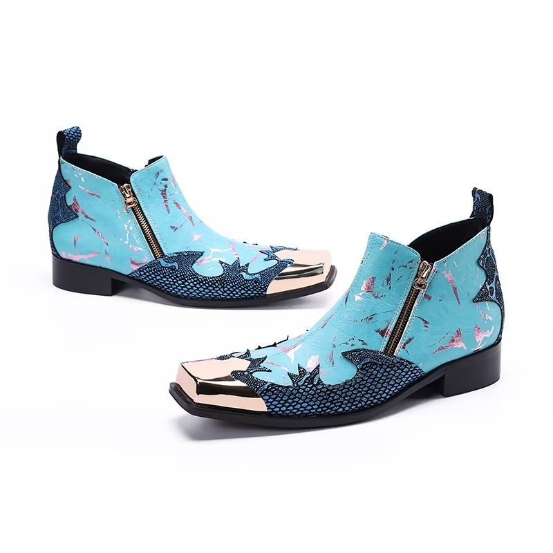 Ανδρικά Μποτάκια Chic Exotic Δερμάτινα Slip-on Chelsea - Μπλε