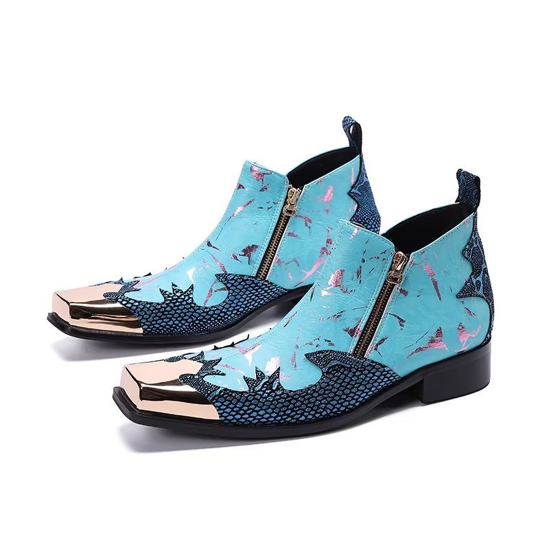 Ανδρικά Μποτάκια Chic Exotic Δερμάτινα Slip-on Chelsea - Μπλε