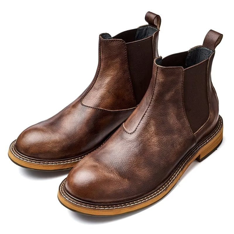 Ανδρικά Μποτάκια Ανάγλυφα Elegance Slip-on Ankle Boots - Καφές