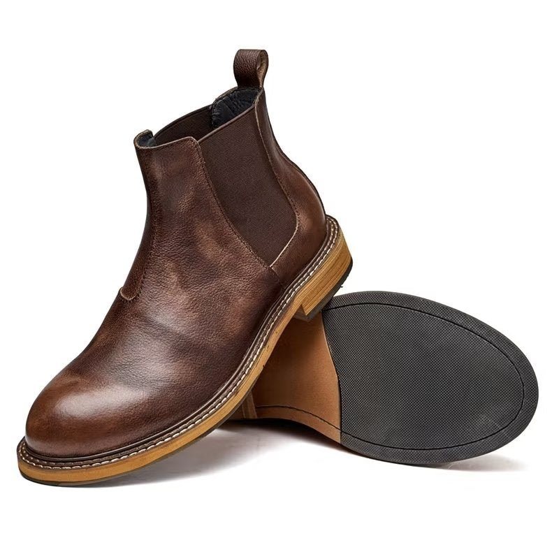 Ανδρικά Μποτάκια Ανάγλυφα Elegance Slip-on Ankle Boots - Καφές