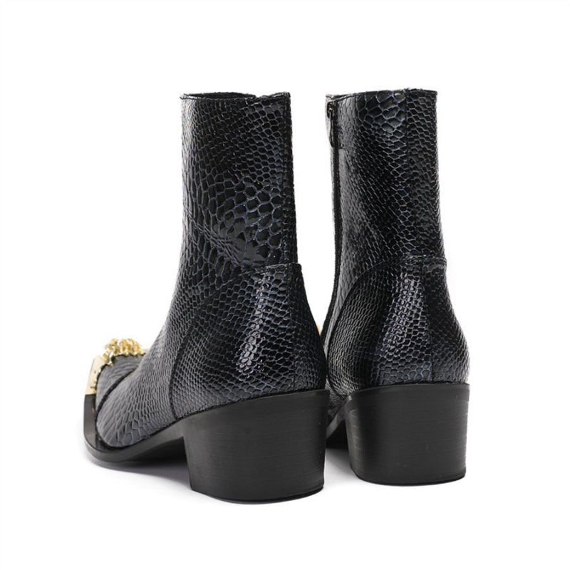 Ανδρικά Μποτάκια Γυαλιστερά Serpent Pointed Captoe Elevator Ankle Boots - Μπλε