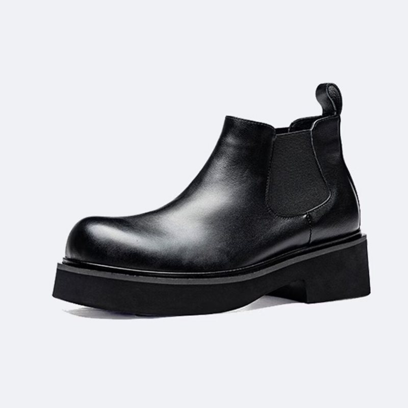 Ανδρικά Μποτάκια Δερμάτινα Slip-on Boots - Μαύρο